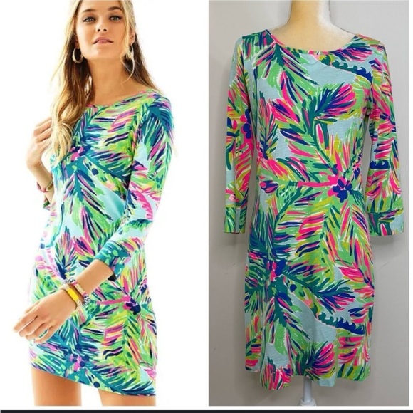Lilly Pulitzer Marlowe Sheath Mini Dress Pima Cotton Palm Trees Size XS - Picture 1 of 7